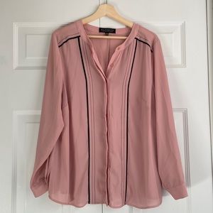 Eloquii Dusty Rose and Black Button Up Shirt Size 14